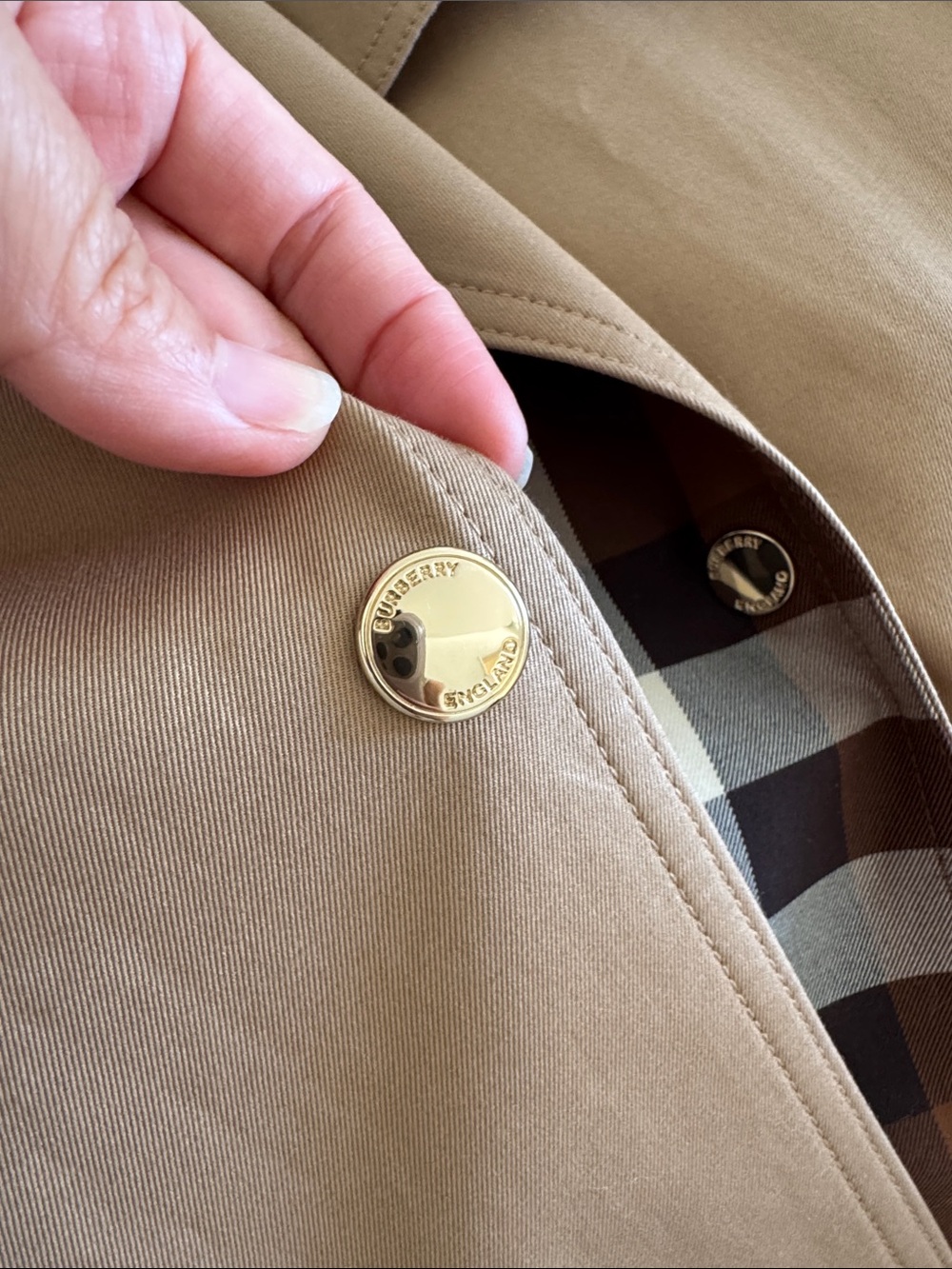 Burberry Sandridge Long Check Collar Gabardine Trench Coat Camel NWOT Size 2 - Picture 12 of 15